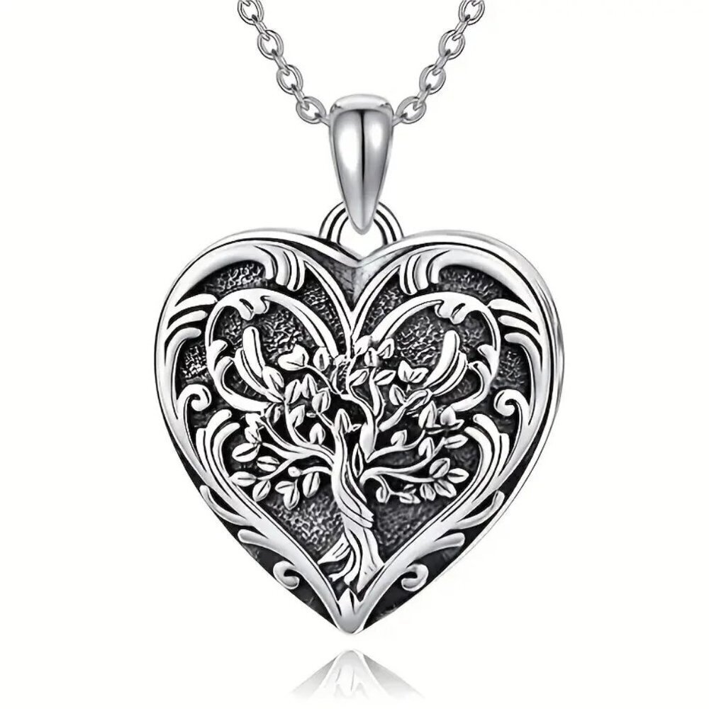 New Pendant Necklace Tree Of Life Metal Relief In Heart Shaped